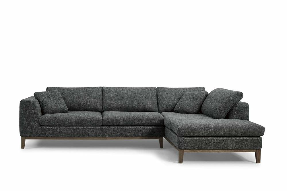 Divani Casa Hickman – Modern Dark Grey Fabric Right Facing Sectional Sofa Living Room