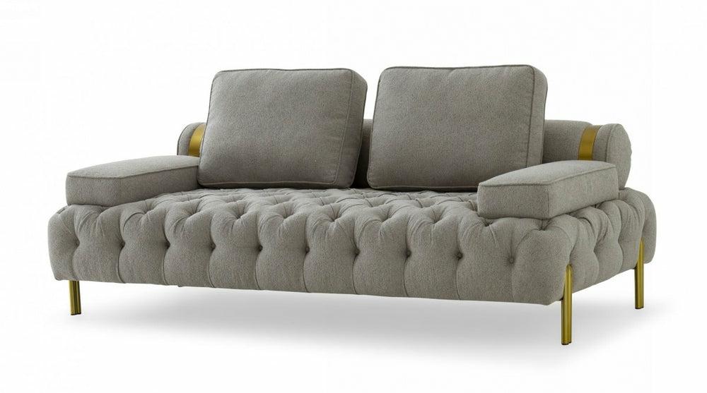 Divani Casa Ladera – Glam Grey And Gold Fabric Loveseat Living Room