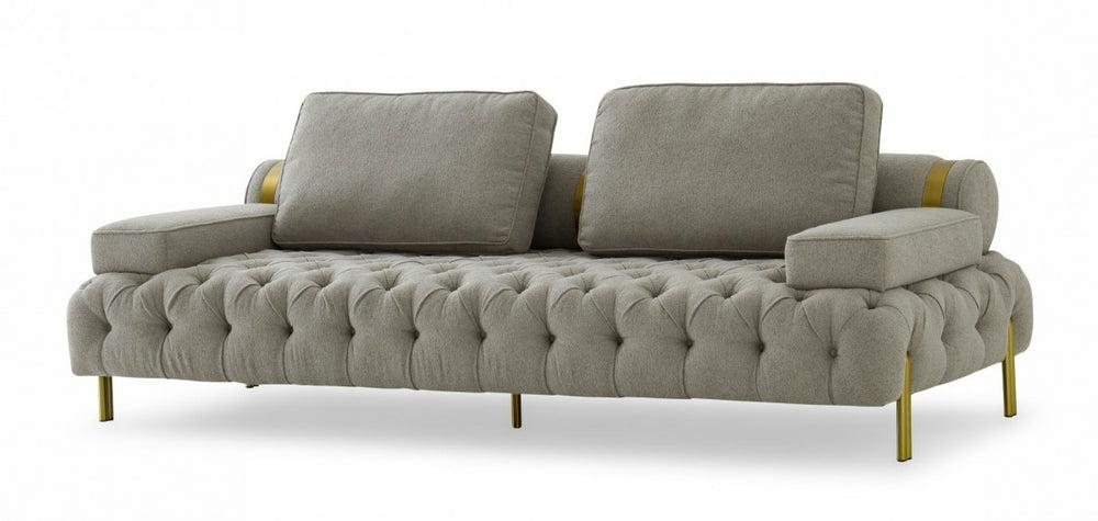 Divani Casa Ladera – Glam Grey And Gold Fabric Sofa Living Room