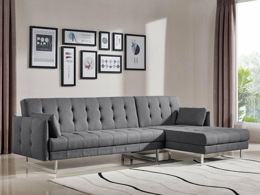 Divani Casa Lennox – Modern Grey Fabric Right Facing Sectional Sofa Bed Futons & Sofa Beds