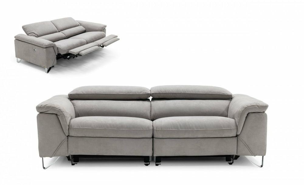 Divani Casa Maine – Modern Light Grey Fabric Sofa W/ Electric Recliners Living Room