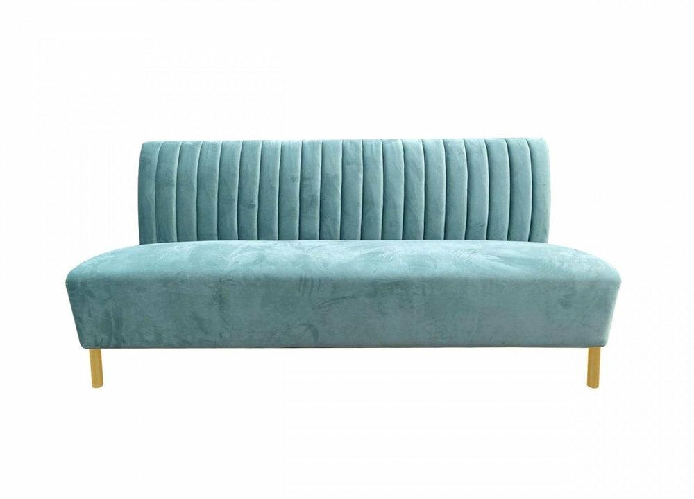 Divani Casa Mosko – Modern Light Green & Gold Fabric Sofa Living Room