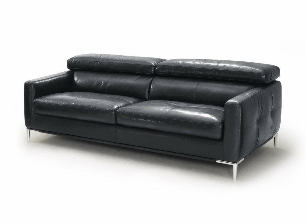 Divani Casa Natalia – Modern Black Leather Sofa Living Room Black