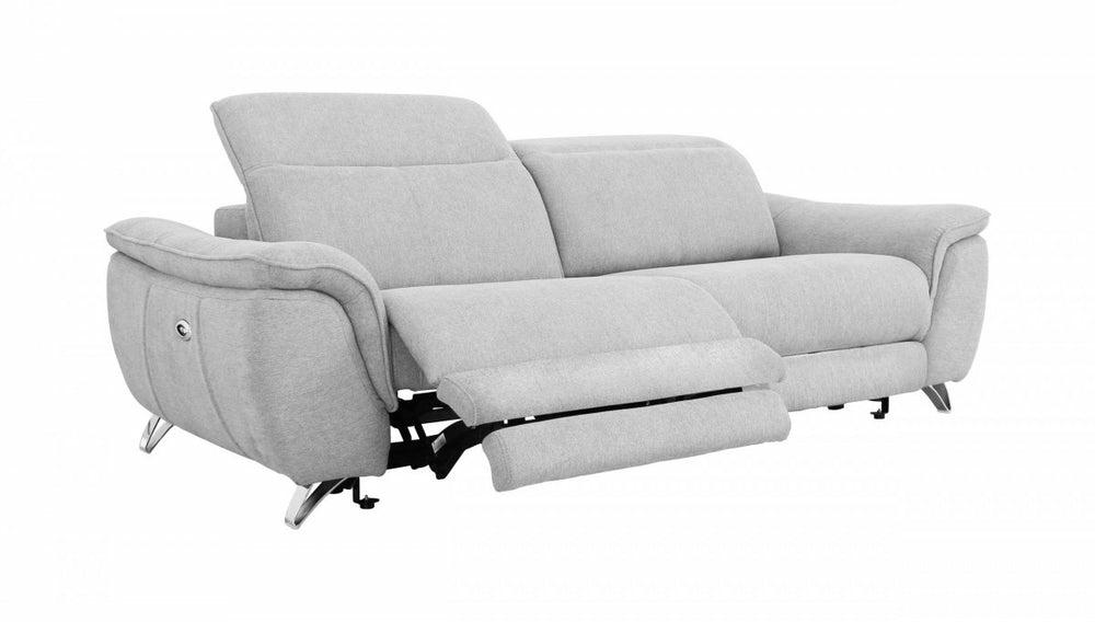 Divani Casa Paul – Contemporary Grey Fabric Loveseat W/ Electric Recliners Living Room