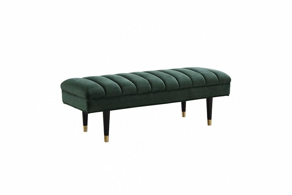 Divani Casa Ritner Modern Green Velvet Bench Bedroom Room