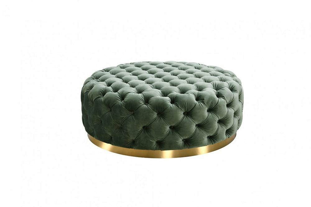 Divani Casa Ritner Modern Green Velvet Ottoman Bedroom Room