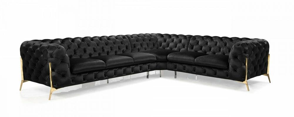 Divani Casa Sheila – Modern Black Velvet Sectional Sofa Living Room