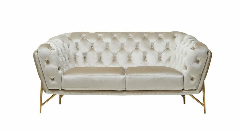 Divani Casa Stella – Transitional Beige Velvet Loveseat Living Room