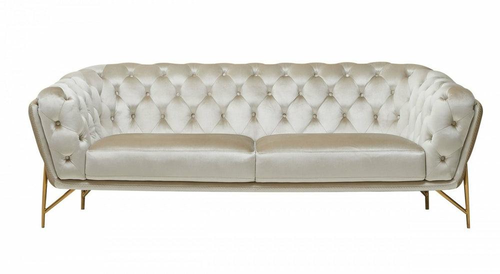 Divani Casa Stella – Transitional Beige Velvet Sofa Living Room