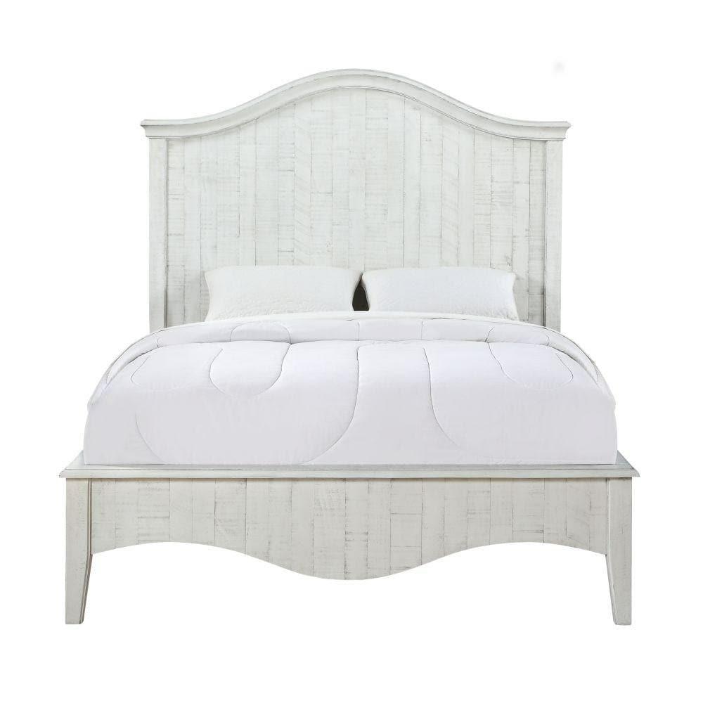 Ella Solid Wood Crown Bed In White Wash Bedroom Room