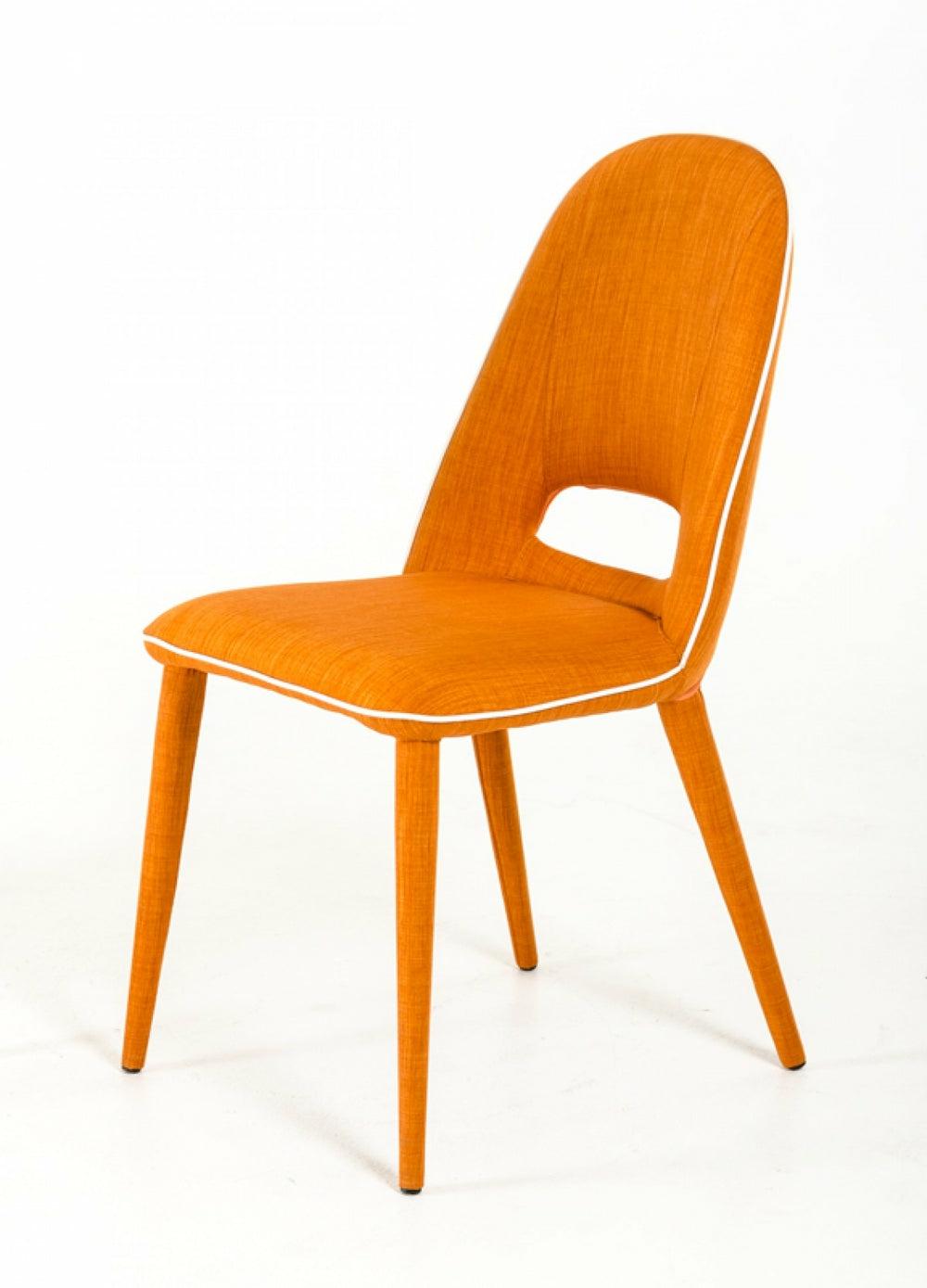 Eugene – Modern Orange Fabric Dining Chair (Set Of 2) Dining Chairs