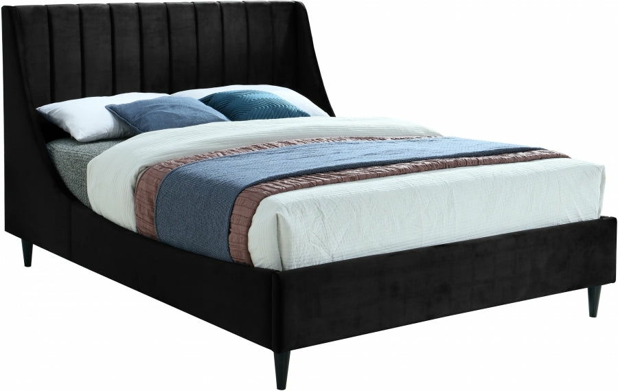 Eva Velvet Bed Bedroom Room Black