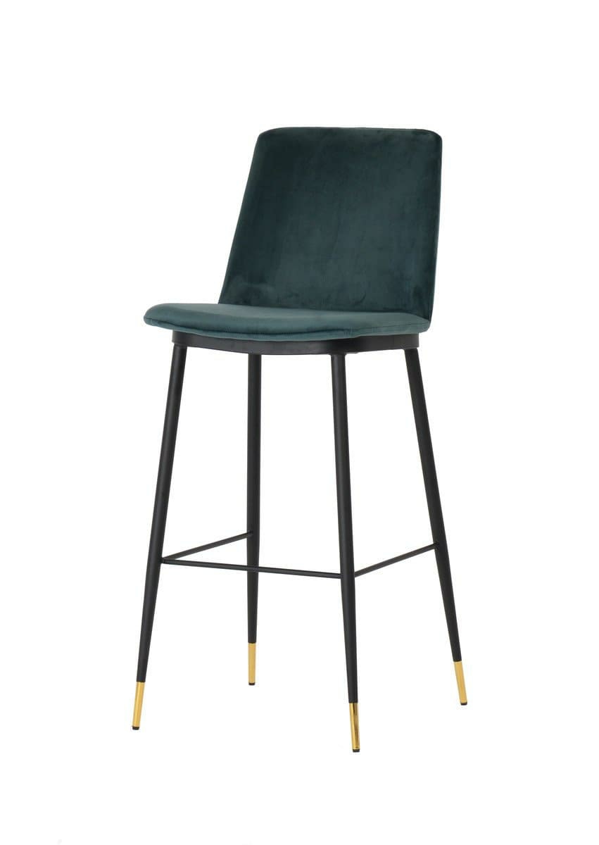 Evora Velvet Counter Stool (Set Of 2) Bar Stools & Carts Black