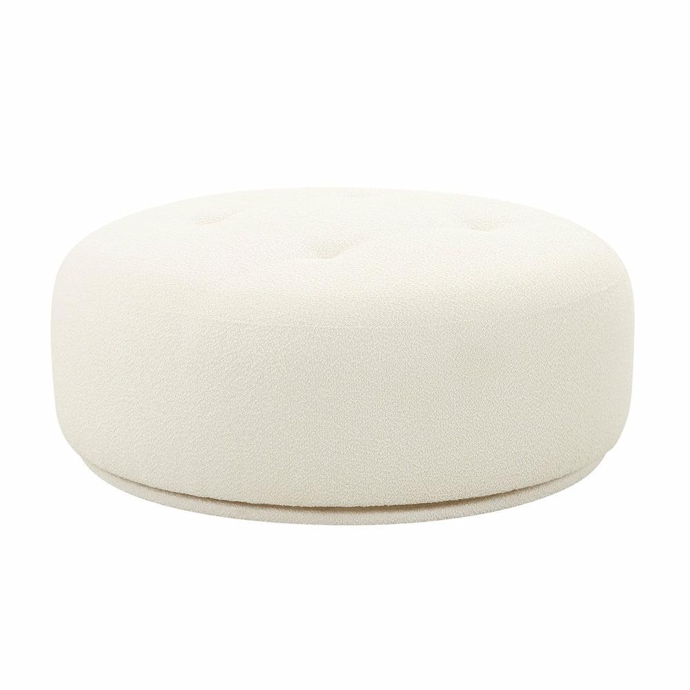 Fickle Cream Boucle Swivel Ottoman Home Decor