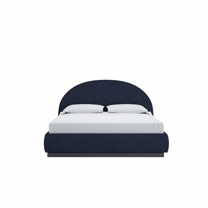 Flex Upholstered Bed In Blue Jeans Chenille Bedroom Room