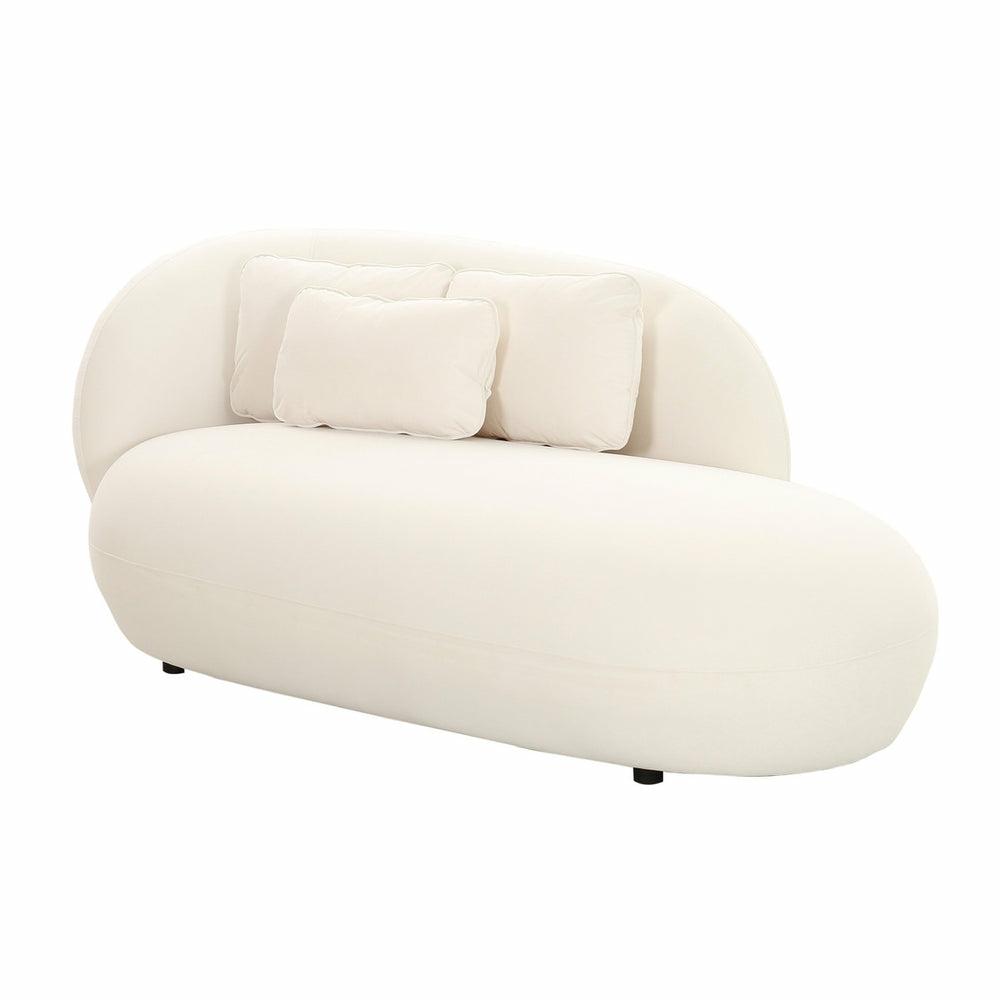 Galet Velvet Chaise Accent Chairs Cream