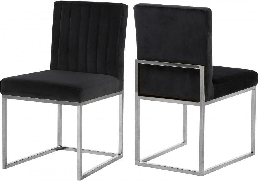 Giselle Velvet Dining Chair Set Of 2 Dining Chairs Black