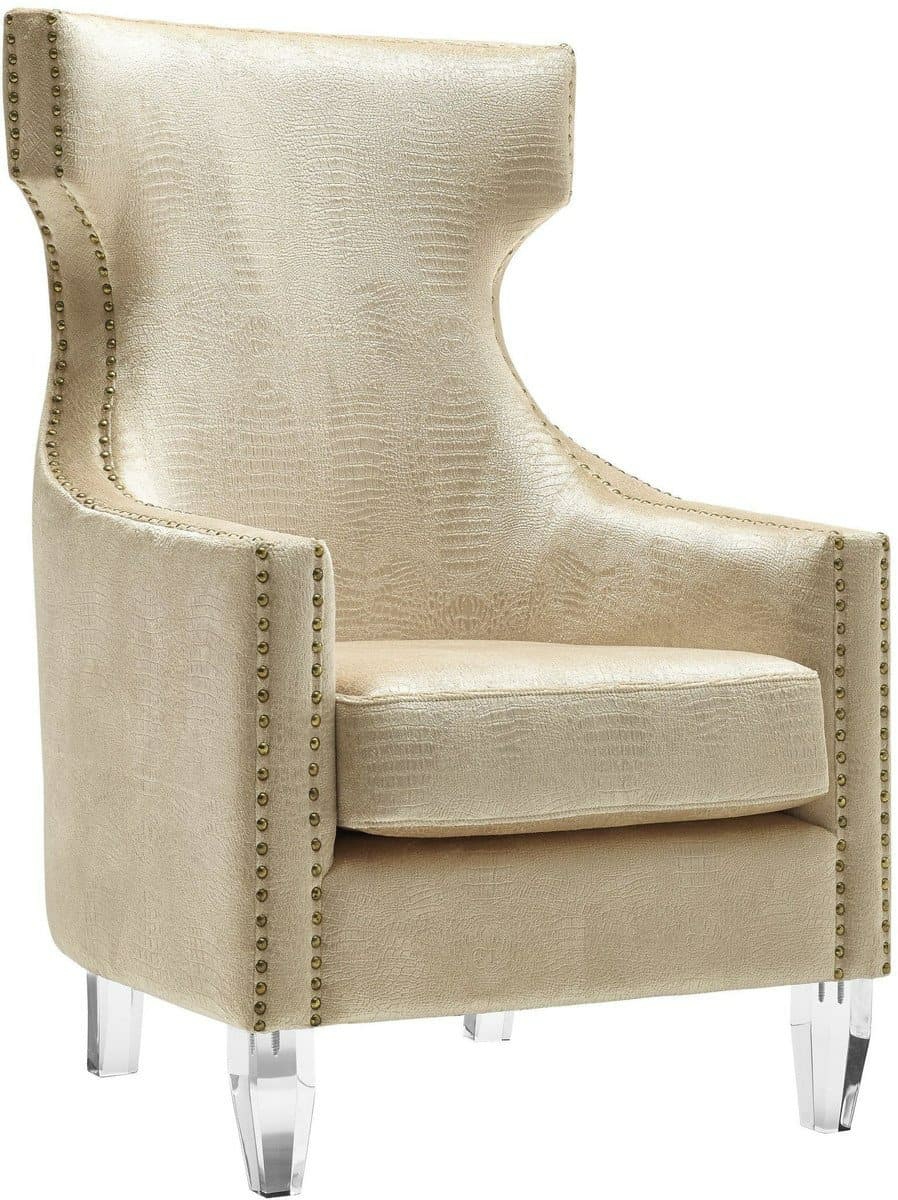 Gramercy Gold Croc Velvet Wing Chair Accent Chairs