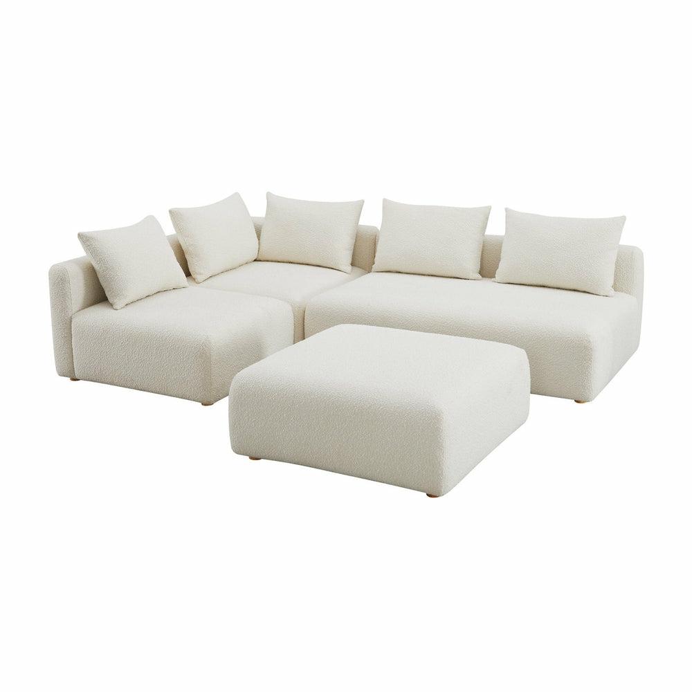 Hangover Cream Boucle 4-Piece Modular Chaise Sectional Accent Chairs