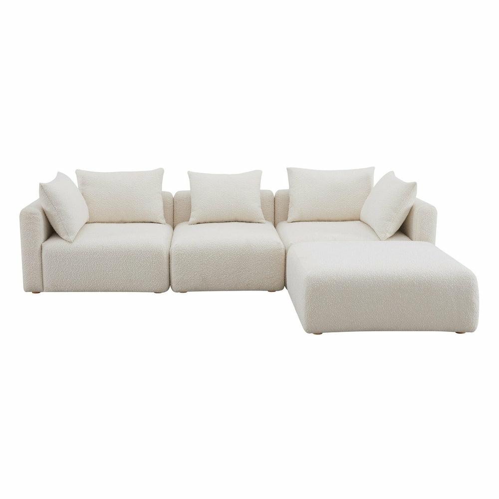 Hangover Cream Boucle 4-Piece Modular Sectional Living Room