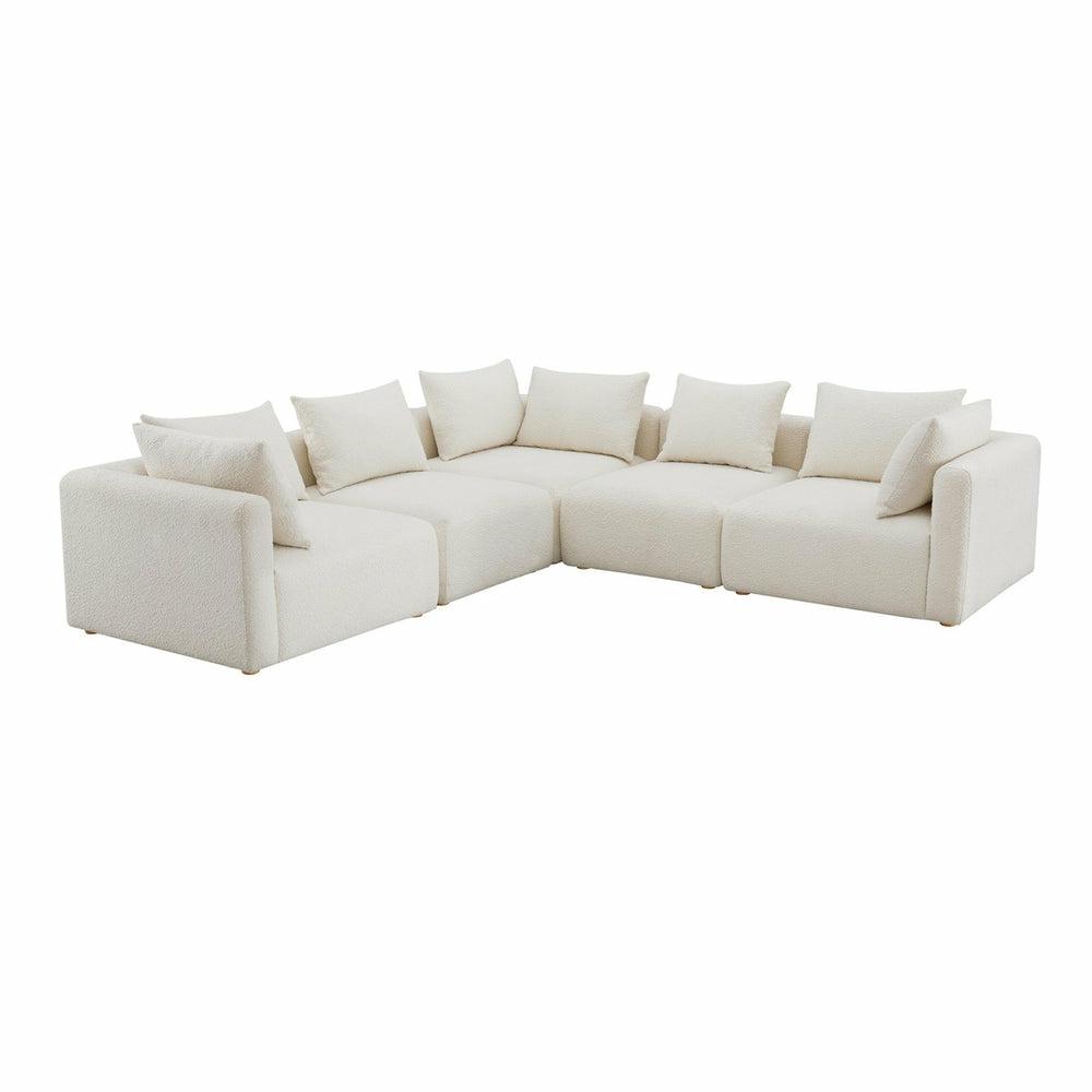 Hangover Cream Boucle 5-Piece Modular L-Sectional Living Room