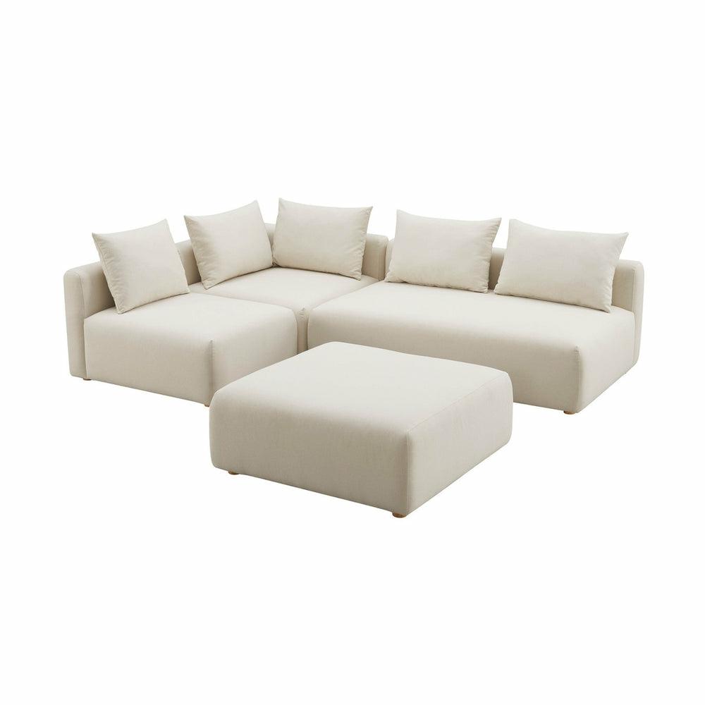 Hangover Cream Linen 4-Piece Modular Chaise Sectional Living Room