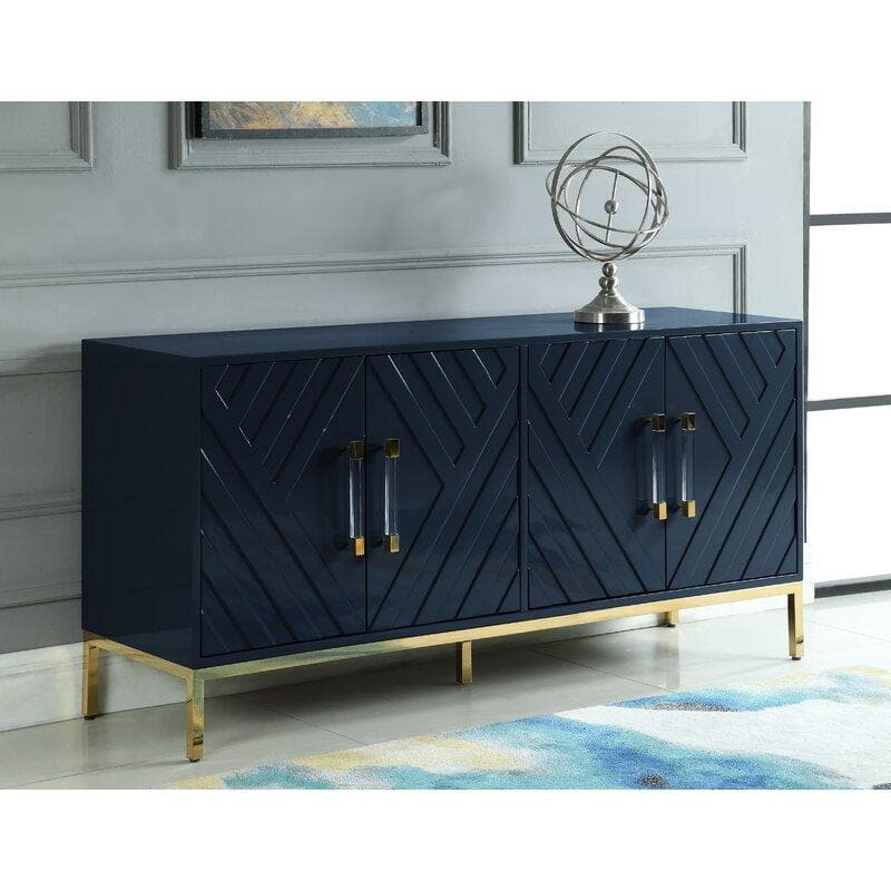 Harper Lacquer Buffet With Gold Legs Buffets Grey