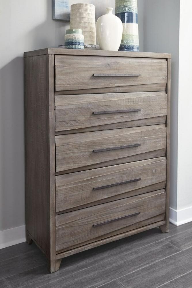 Hearst Solid Wood Five Drawer Chest In Sahara Tan Bedroom Room