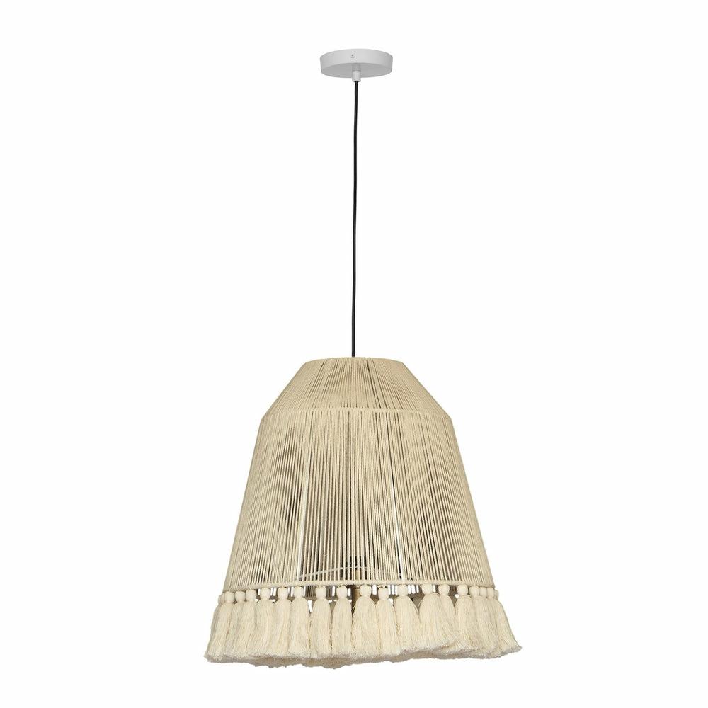 Helen White Cotton Tasseled Pendant Lamp Home Decor