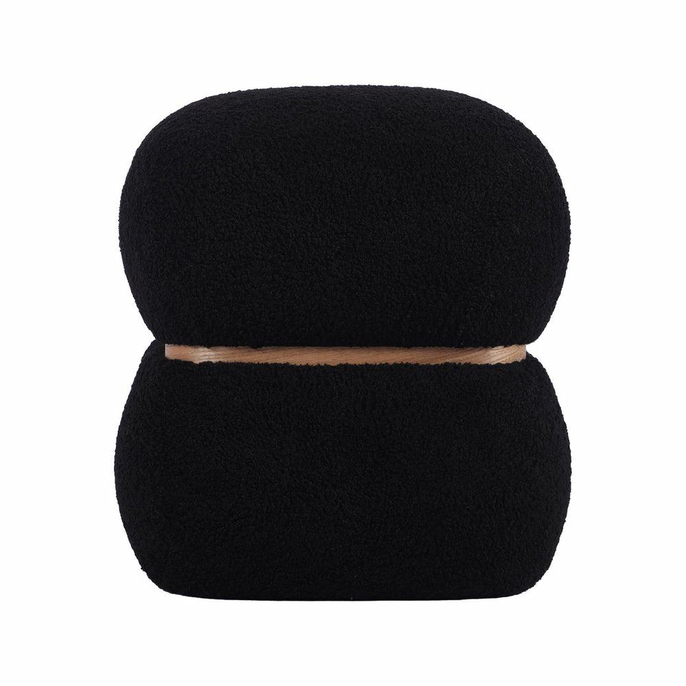 Helga Vegan Shearling Ottoman Home Decor Black