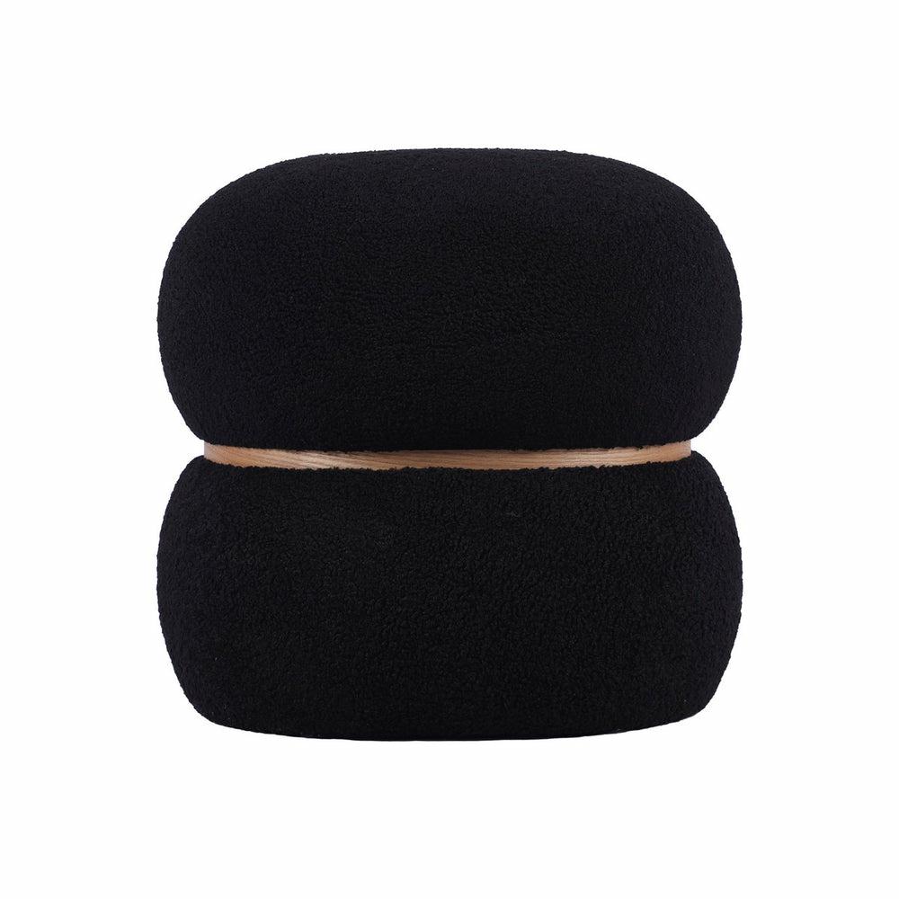 Helga Vegan Shearling Oval Ottoman Home Decor Black