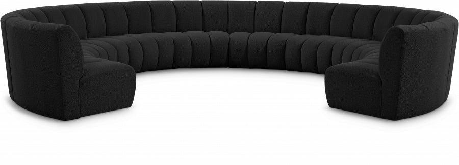 Infinity Boucle Fabric 10Pc. Sectional Living Room Black