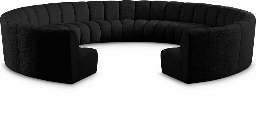 Infinity Boucle Fabric 11Pc. Sectional Living Room Black