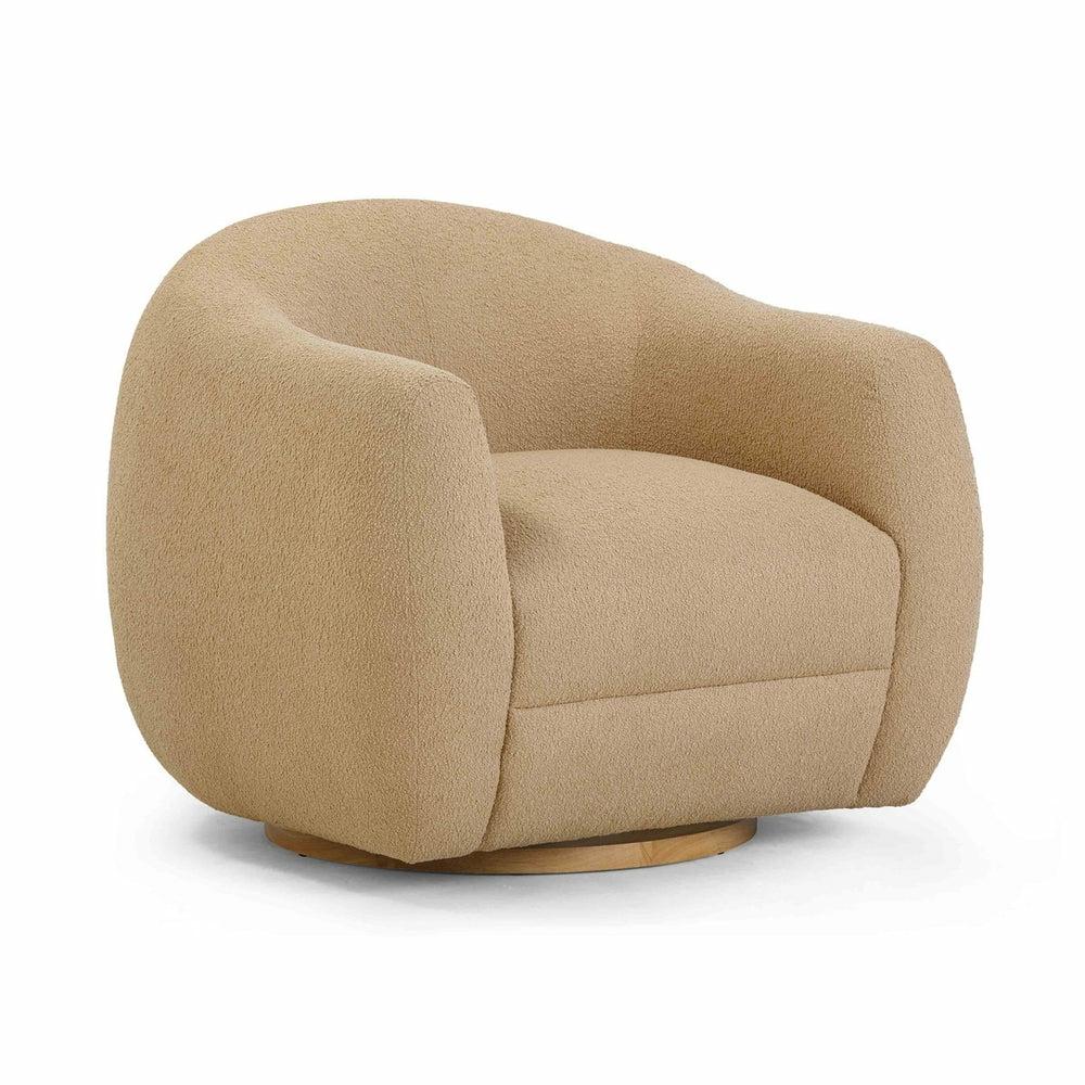 Judy Boucle Swivel Chair Accent Chairs Brown