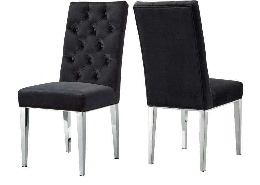 Juno Velvet Dining Chair – Set Of 2 Dining Chairs Black