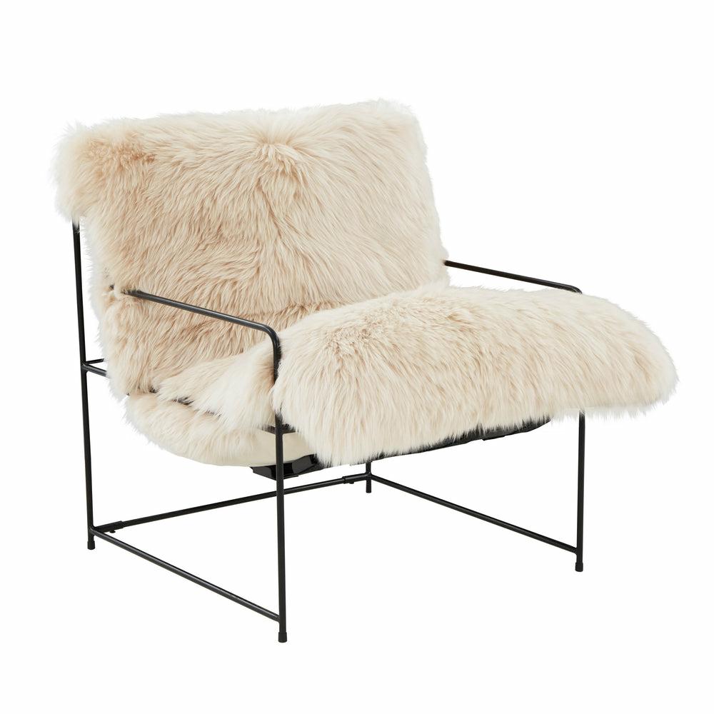 Kimi Genuine Sheepskin Chair Accent Chairs Black