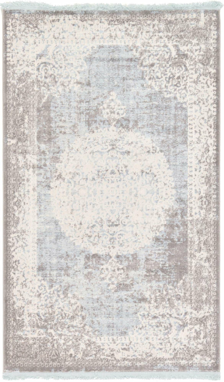 Light Blue New Classical Rectangle Rug Home Decor