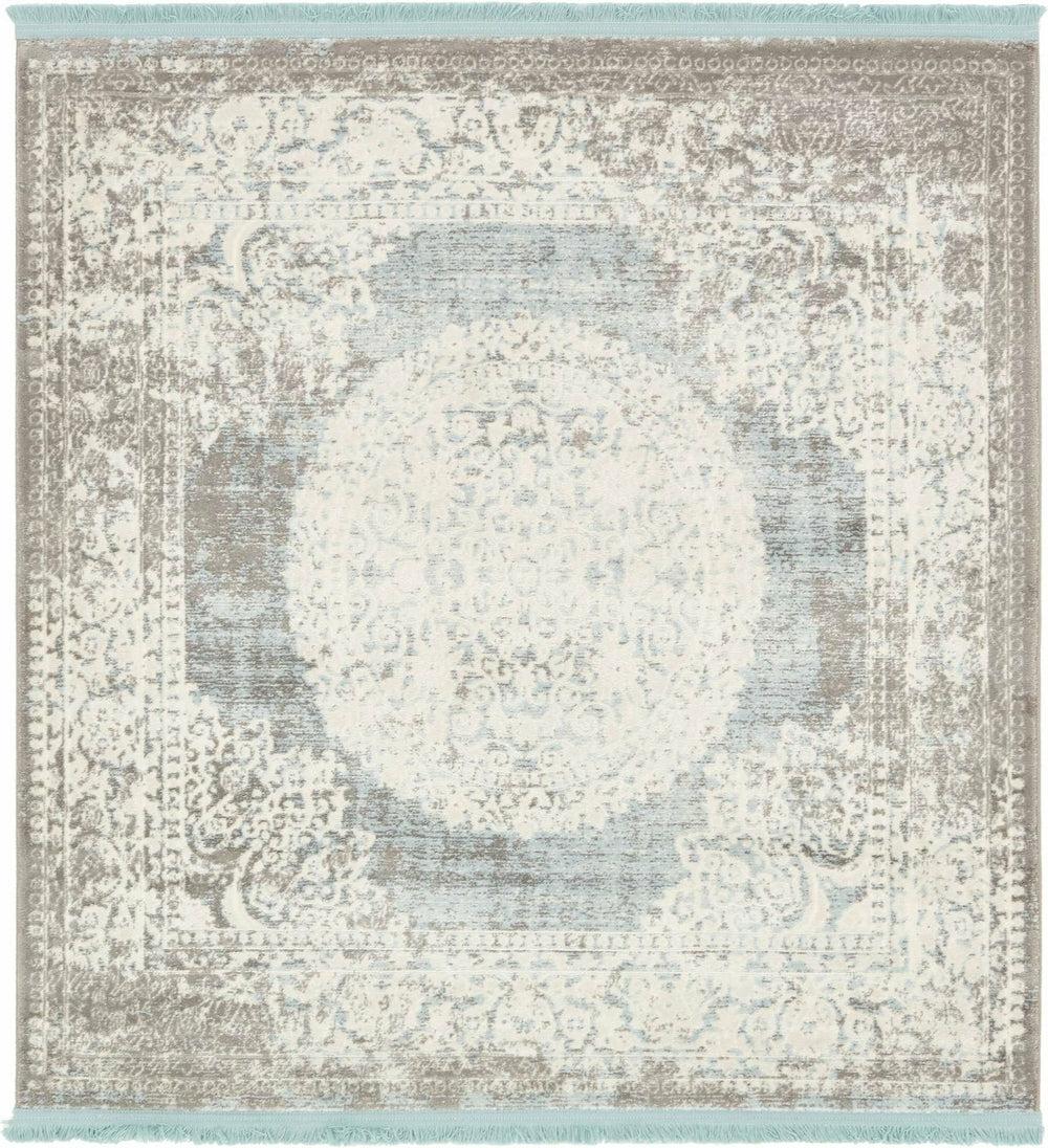 Light Blue New Classical Square Rug Home Decor