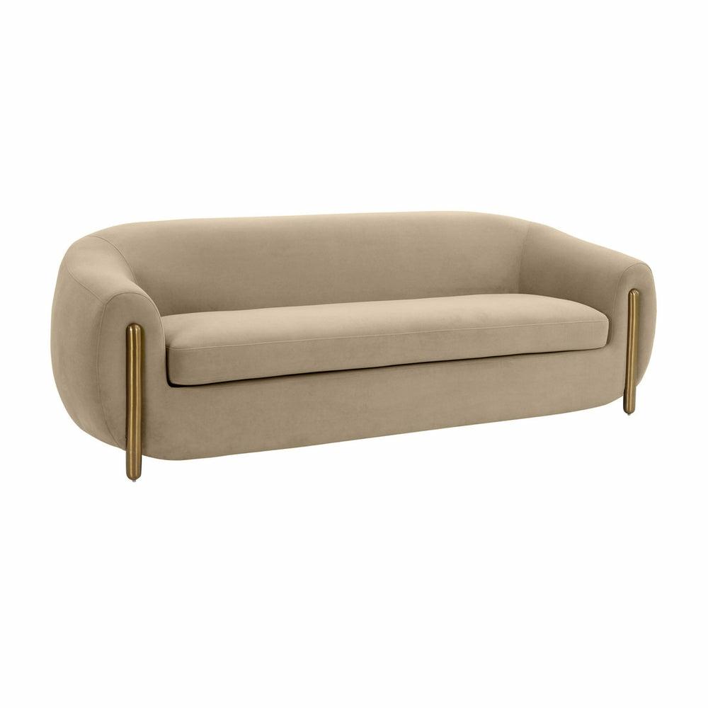 Lina Cafe Au Lait Brown Velvet Sofa Living Room