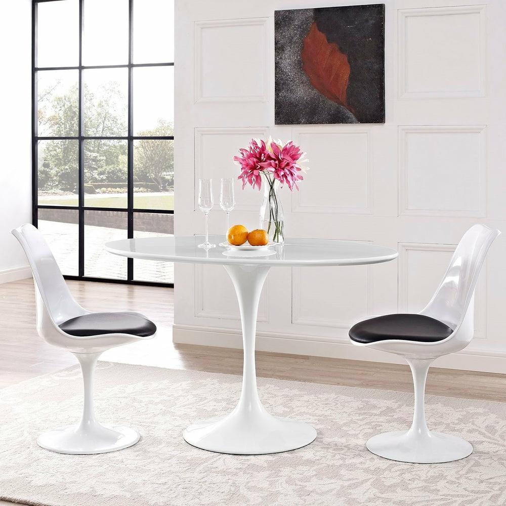 Lippa 48″ Oval Wood Top Dining Table In White Dining Room