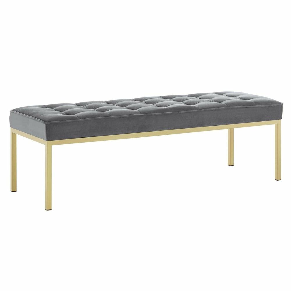 Loft Velvet Bench Bedroom Room Grey