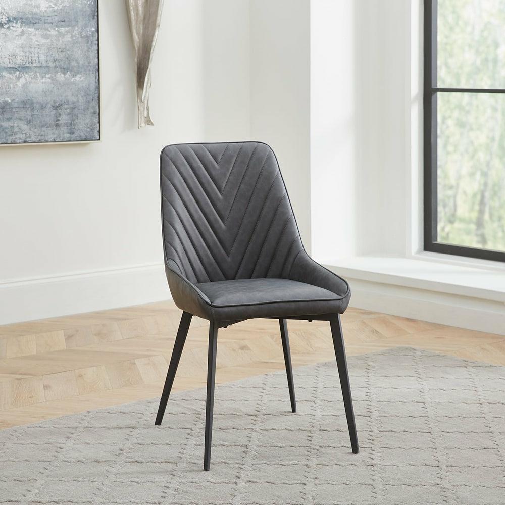 Lucia Upholstered Dining Chair Synthetic Leather And Black Metal Dining Chairs Anchor Gray