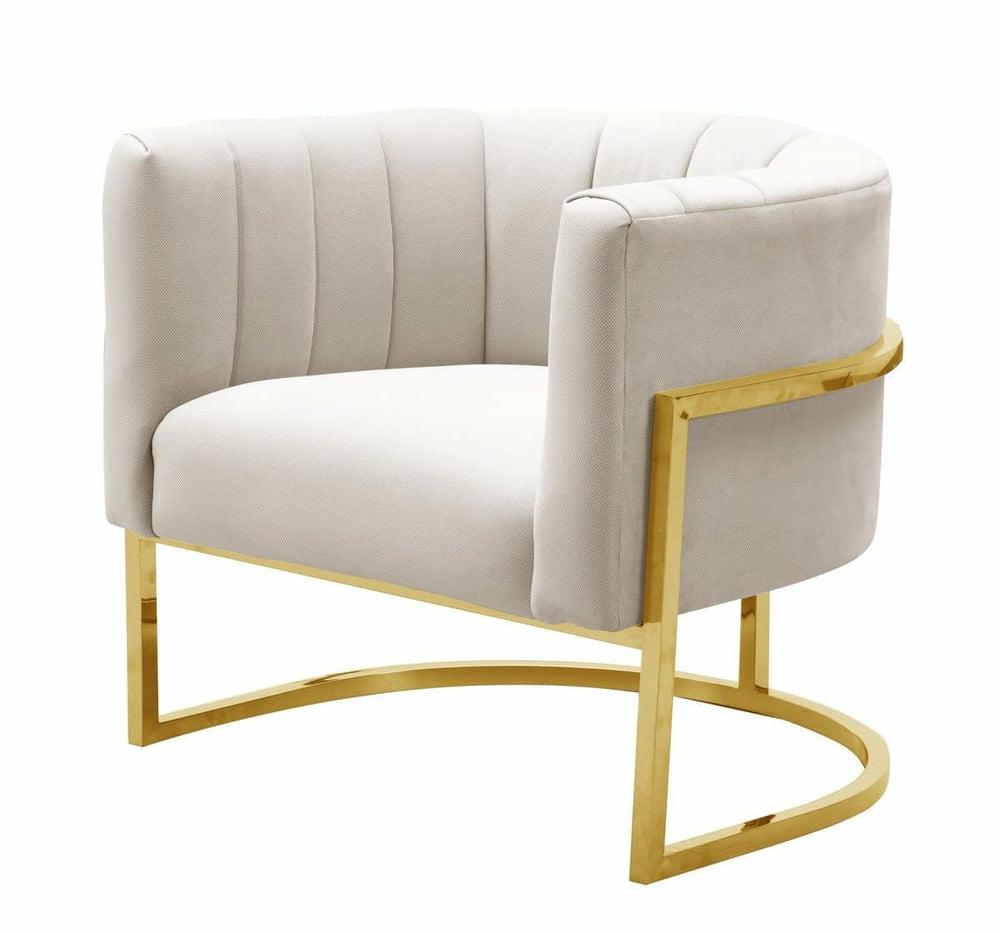 Magnolia Spotted Cream Chair With Gold Base Accent Chairs