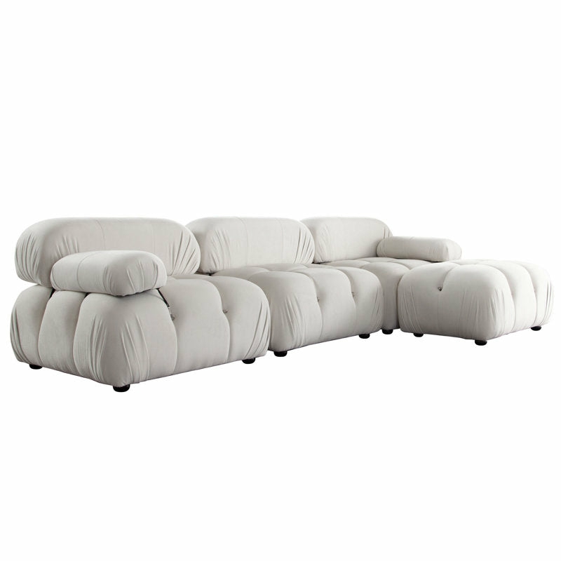 Mario Bellini Inspired Velvet Tufted Sectional Living Room Cream