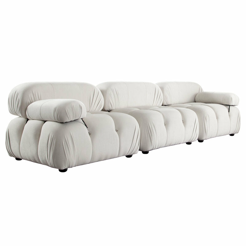 Mario Bellini Inspired Velvet Tufted Sofa Living Room Cream