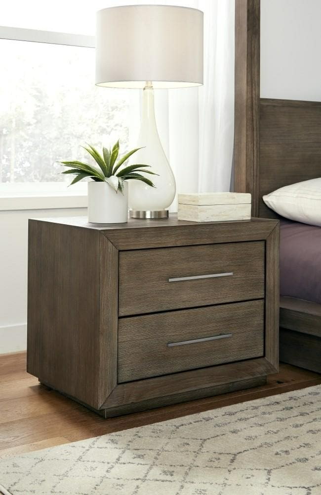 Melbourne Two Drawer Nightstand With Usb In Dark Pine Bedroom Room