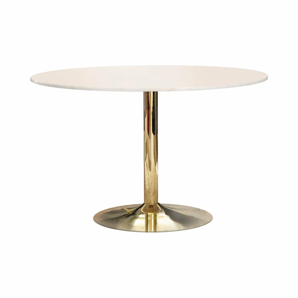 Mero 50Inch Round Dining Table Marble & Gold Dining Room