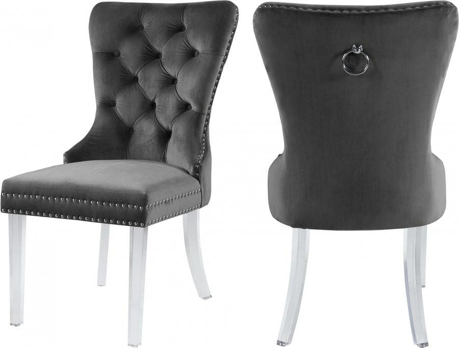 Miley Velvet Dining Chair With Acrylic Legs Set Of 2 Dining Chairs Beige