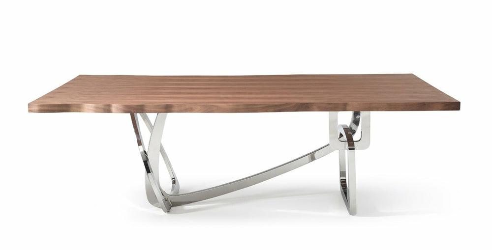 Modrest Addy Modern Walnut & Stainless Steel Dining Table Dining Room