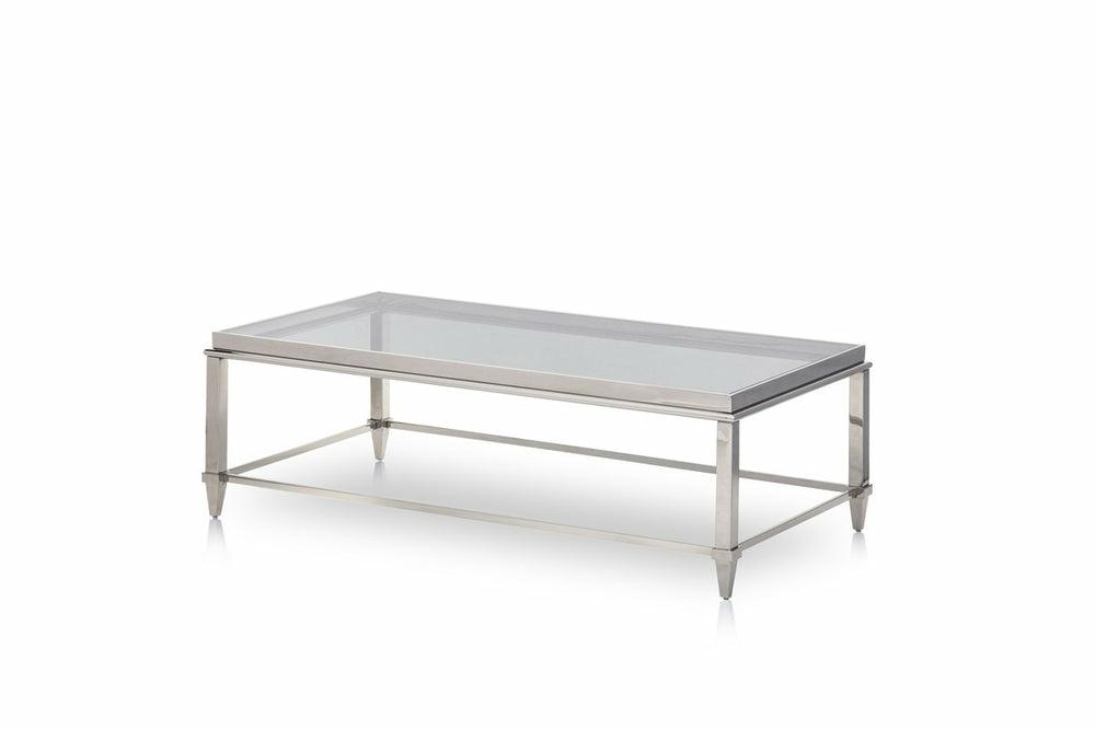 Modrest Agar Modern Glass & Stainless Steel Coffee Table Coffee Table